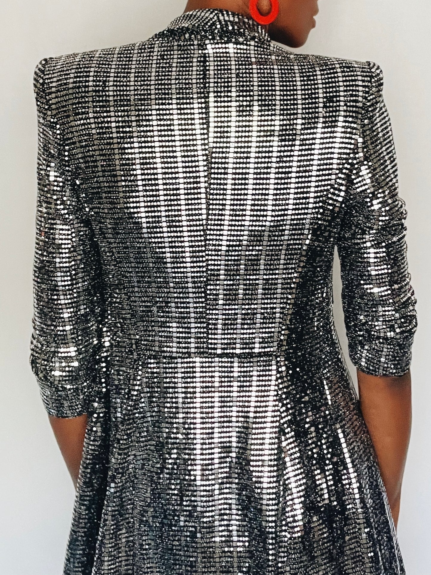 Zara Silver Sequin Blazer Dress
